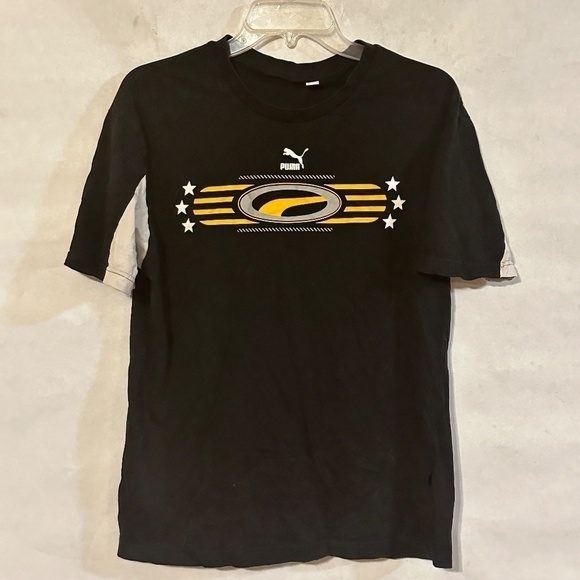 Puma Black Workout Athletic Short Sleeve Jersey T Shirt Tee - Picture 2 of 6